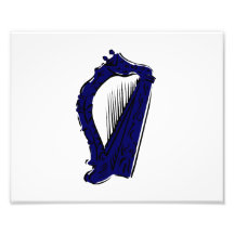 blue black ornate harp music design.png photographic print