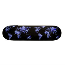 Blue black world map skate boards