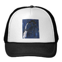 Blue Blues Guitar player painting acrylic Trucker Hat