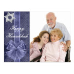 Blue Bow Add Your Photo Hanukkah Postcards