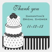 Blue Bridal Shower Thank You Stickers