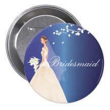 Blue Bride Bridesmaid Bride Party Button