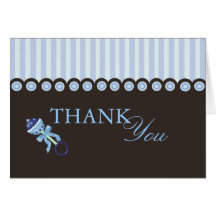 Blue & Brown Baby Rattle Design Thank You Card