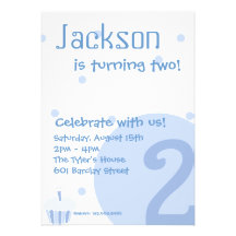 Blue Bubble Invitation, 2nd Birthday