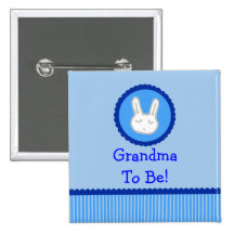 Blue Bunny "Grandma To Be" Baby Shower Button