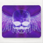 Blue Burst Ghostly Winged Skull Mouse Pad