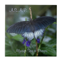 blue butterfly inspirational tile