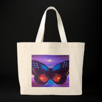 Blue Butterfly Sunset Painting - Multi bags