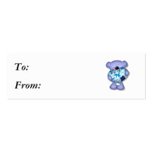 blue camo heart bear business cards