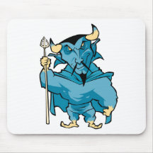 Blue Cartoon Devil Mouse Pad
