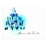 Blue Chandelier Save the Date Template Postcards