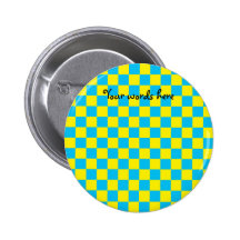 Blue checkers on yellow background pin