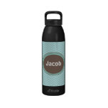 Blue Chevron Personalised Water Bottle for Kids