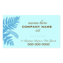 Blue & Chocolate Brown Fern Leaves Profile Card Business Cards