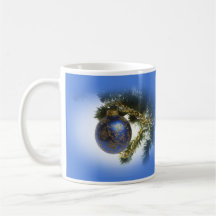 blue christmas tree bauble mug