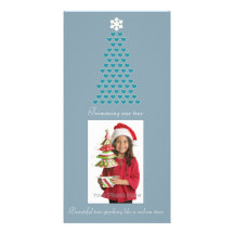 Blue christmas tree photocard personalized photo card