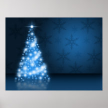 Blue christmas tree print