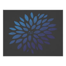 Blue Chrysanthemum Custom Invite