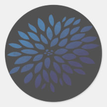 Blue Chrysanthemum Round Sticker