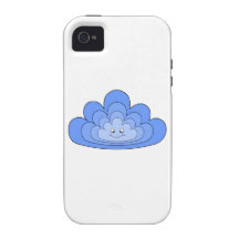 Blue Cloud with Smile on White. iPhone 4/4S Case