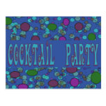 blue cocktail party post card