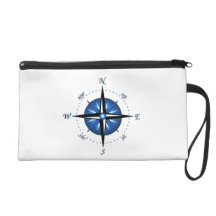 Blue Compass Rose Wristlet Purses