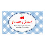 Blue country gingham pattern red cherry produce business card templates