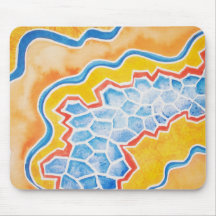 blue crystallised pattern with gold surrounding mousemat
