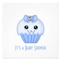 Blue Cupcake Baby Shower Invitation