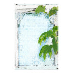 Blue Damask Ivy Window Elegant Stationery