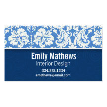 Blue Damask Pattern Business Card