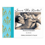 Blue Damask Save the Date Post Cards