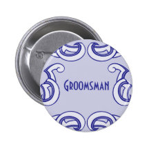 Blue Deco "Groomsman" Pinback Buttons