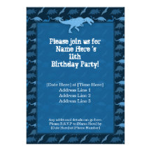 Blue Dinosaur Birthday Invitation