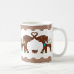 Blue Double Heart Elephants Coffee Mug