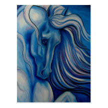 Blue Drama Horse Post Card