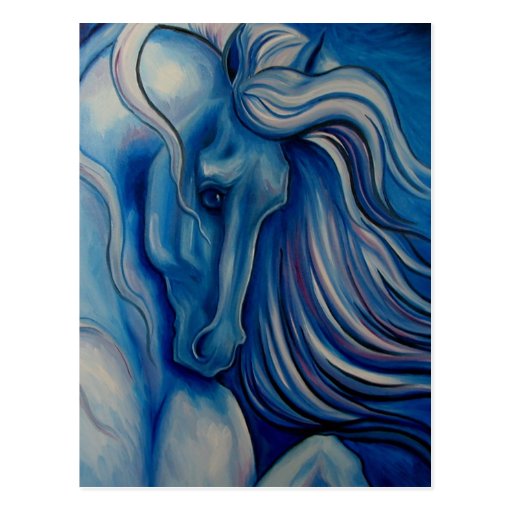 Blue Drama Horse Post Card