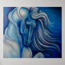 Blue Drama Horse Poster