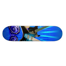 Blue Electric Guitars, Drums & Speakers Skateboards