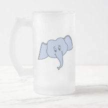Blue Elephant Face. Cartoon Coffee Mug