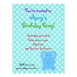 Blue elephant invitation on polka dots invitations