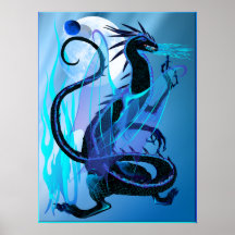 Blue Fire and background Posters