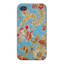 Blue Flora Artwork iPhone Case iPhone 4 Cases