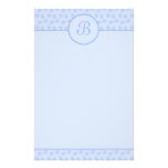 Blue Floral Monogram Initial Stationery