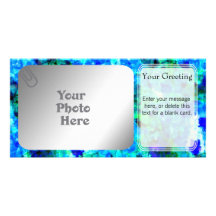 Blue Floral Pattern PhotoCard Template Personalised Photo Card