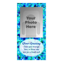 Blue Floral Pattern Vertical PhotoCard Template Photo Cards