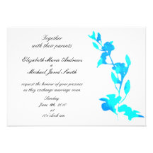 Blue Floral Wedding Invitation