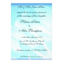 Blue Floral Wedding Invitation