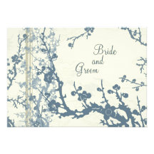 Blue Floral Wedding Invitation Card
