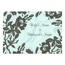 Blue Floral Wedding Invitation Cards